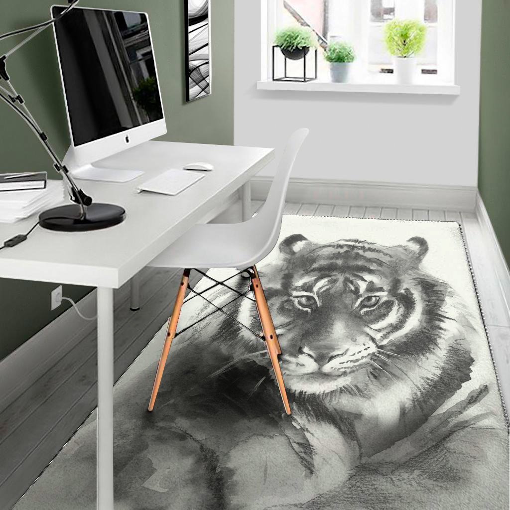 monochrome watercolor white tiger print area rug floor decor 4346