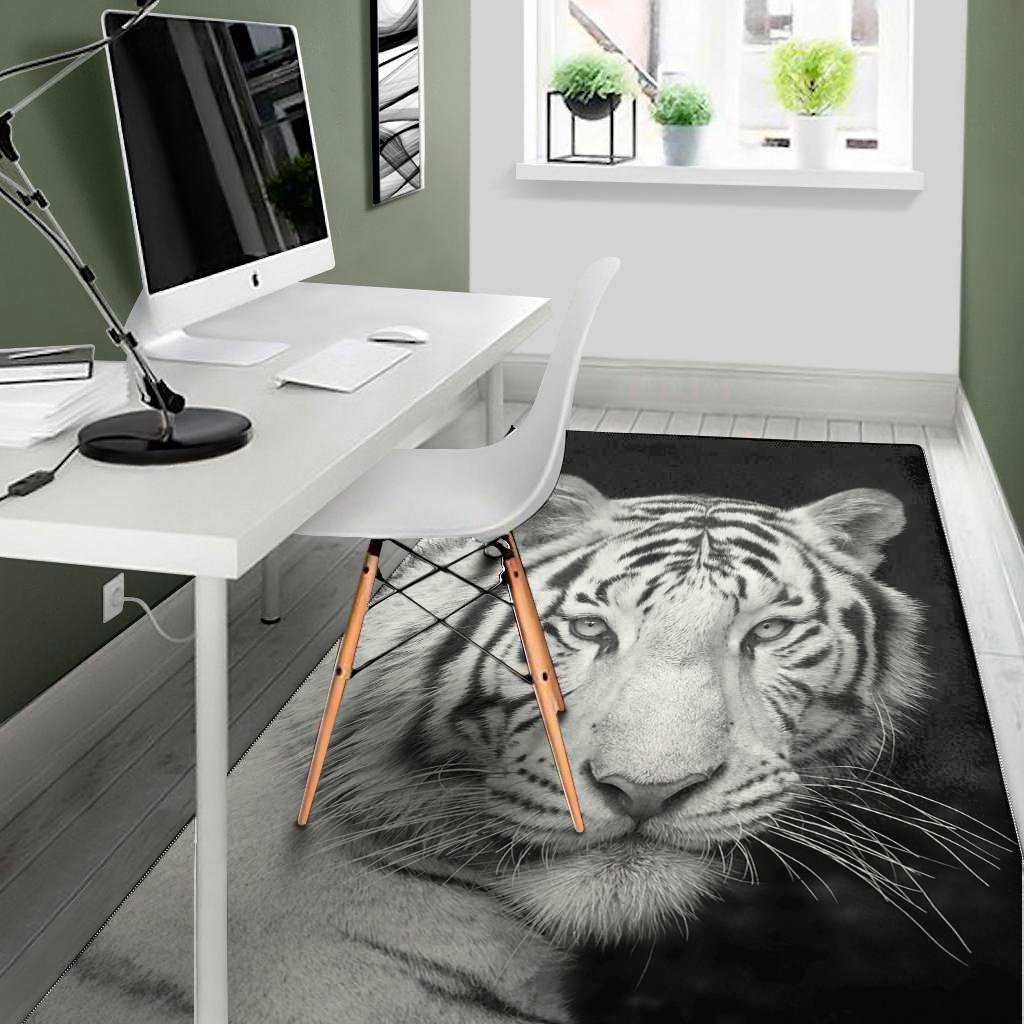 monochrome white bengal tiger print area rug floor decor 7685
