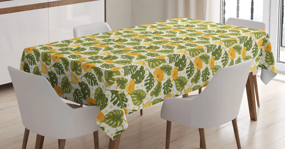 Monstera Leaves And Blossom 3D Printed Tablecloth Table Decor monstera leaves and blossom 3d printed tablecloth table decor 2945