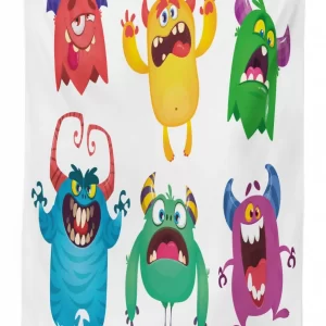 monsters with whimsical face 3d printed tablecloth table decor 3691