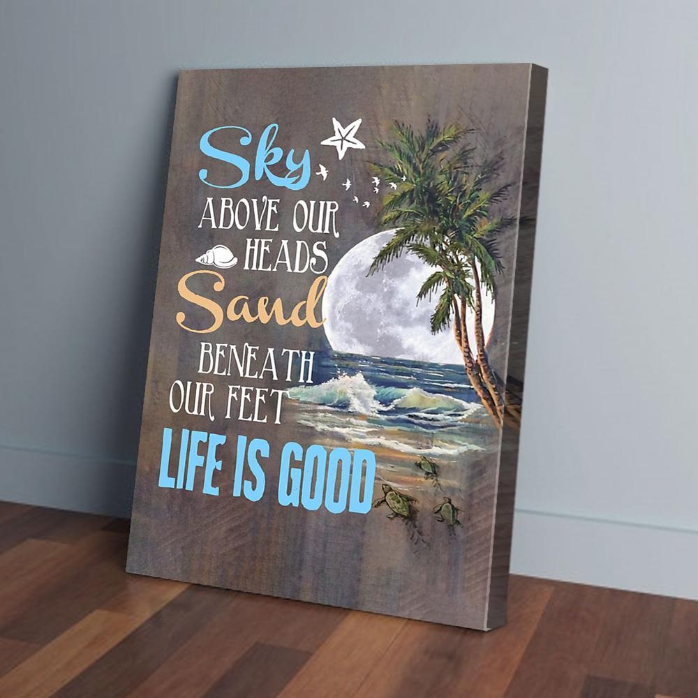 moon sky sand beach turtle canvas prints wall art decor 2632