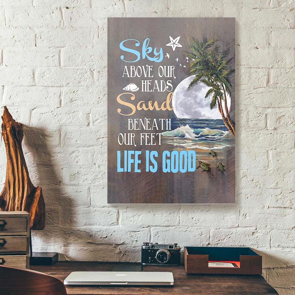moon sky sand beach turtle canvas prints wall art decor 3849