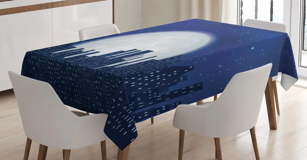 moon stars and city 3d printed tablecloth table decor 3806