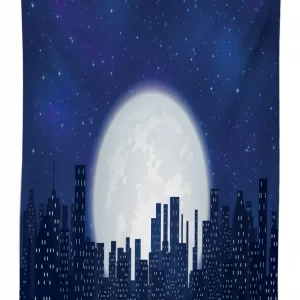 moon stars and city 3d printed tablecloth table decor 4731