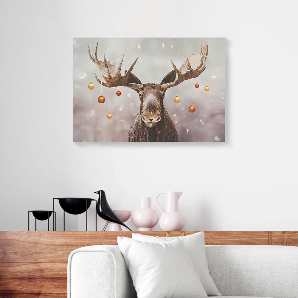 moose christmas canvas prints wall art decor 2179