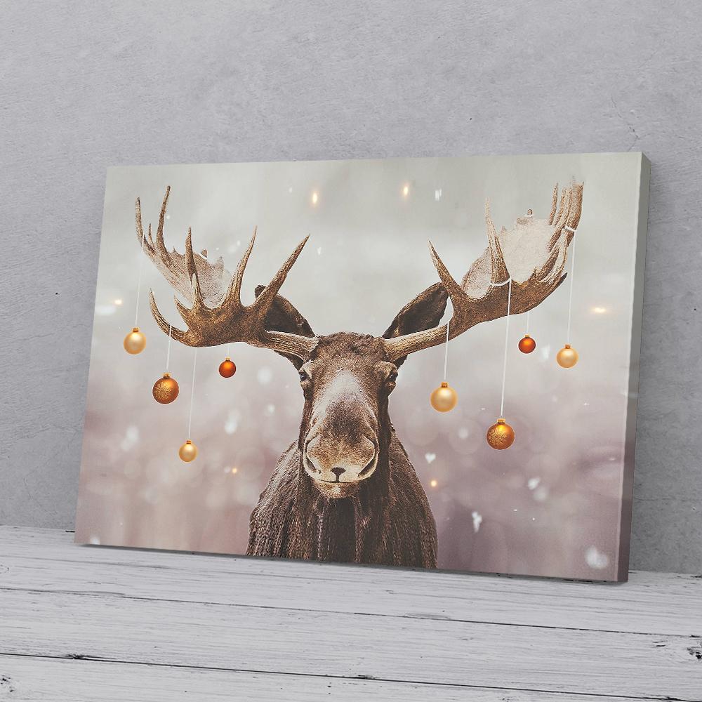 moose christmas canvas prints wall art decor 2565