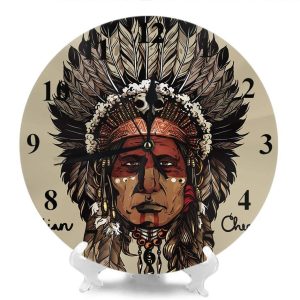 moslion indian cherokee warrior native american art wall clock 6664