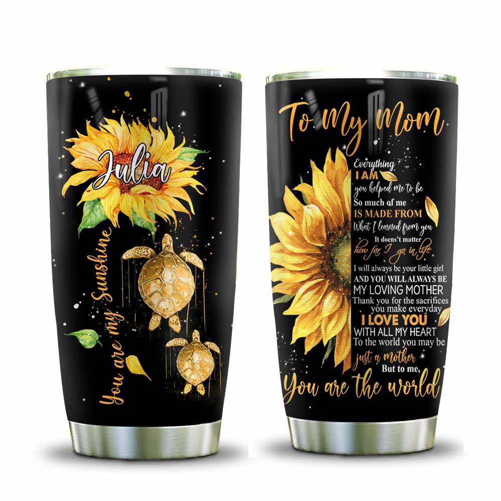 mother turtle with sunflower personalized stainless steel tumbler 2525