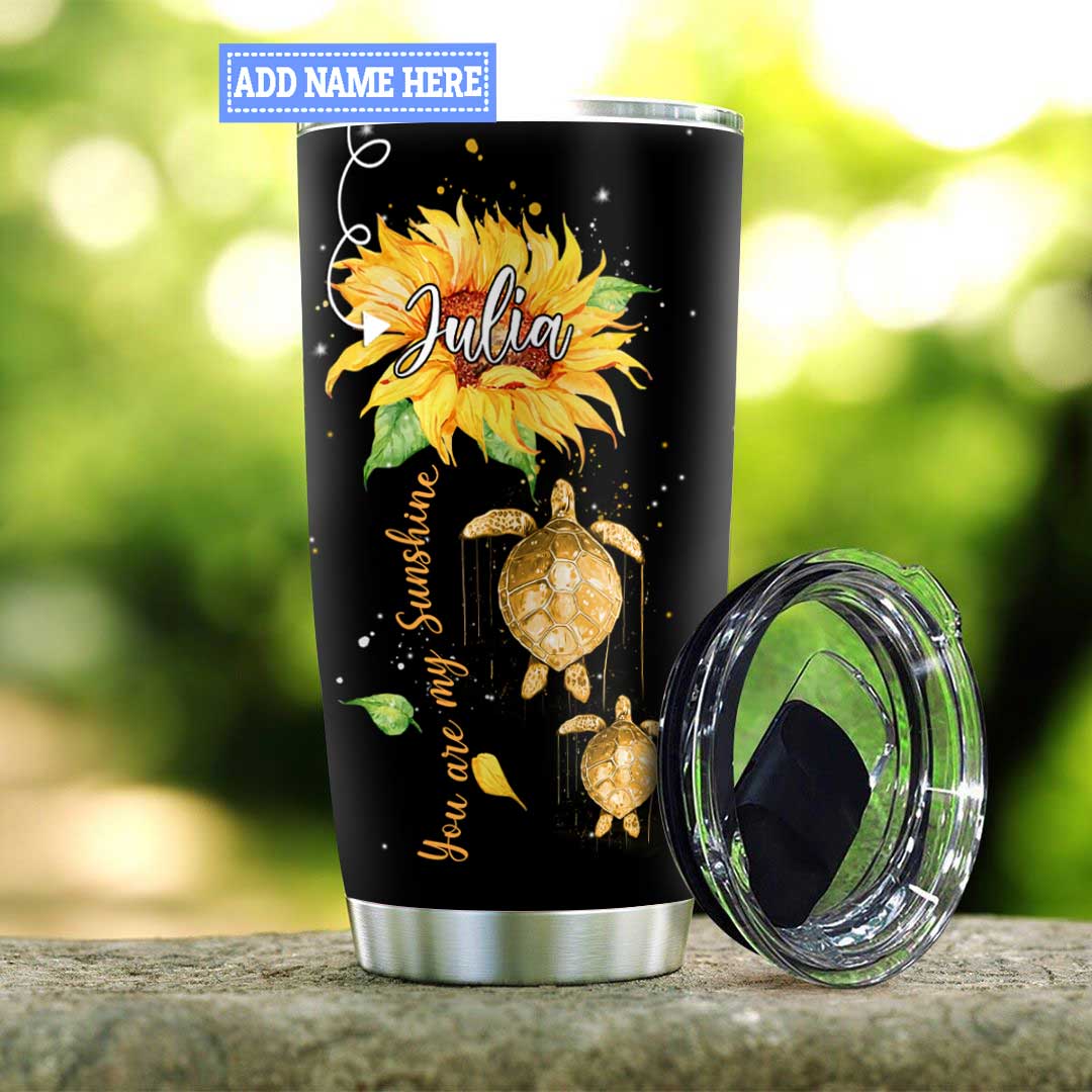 mother turtle with sunflower personalized stainless steel tumbler 4776