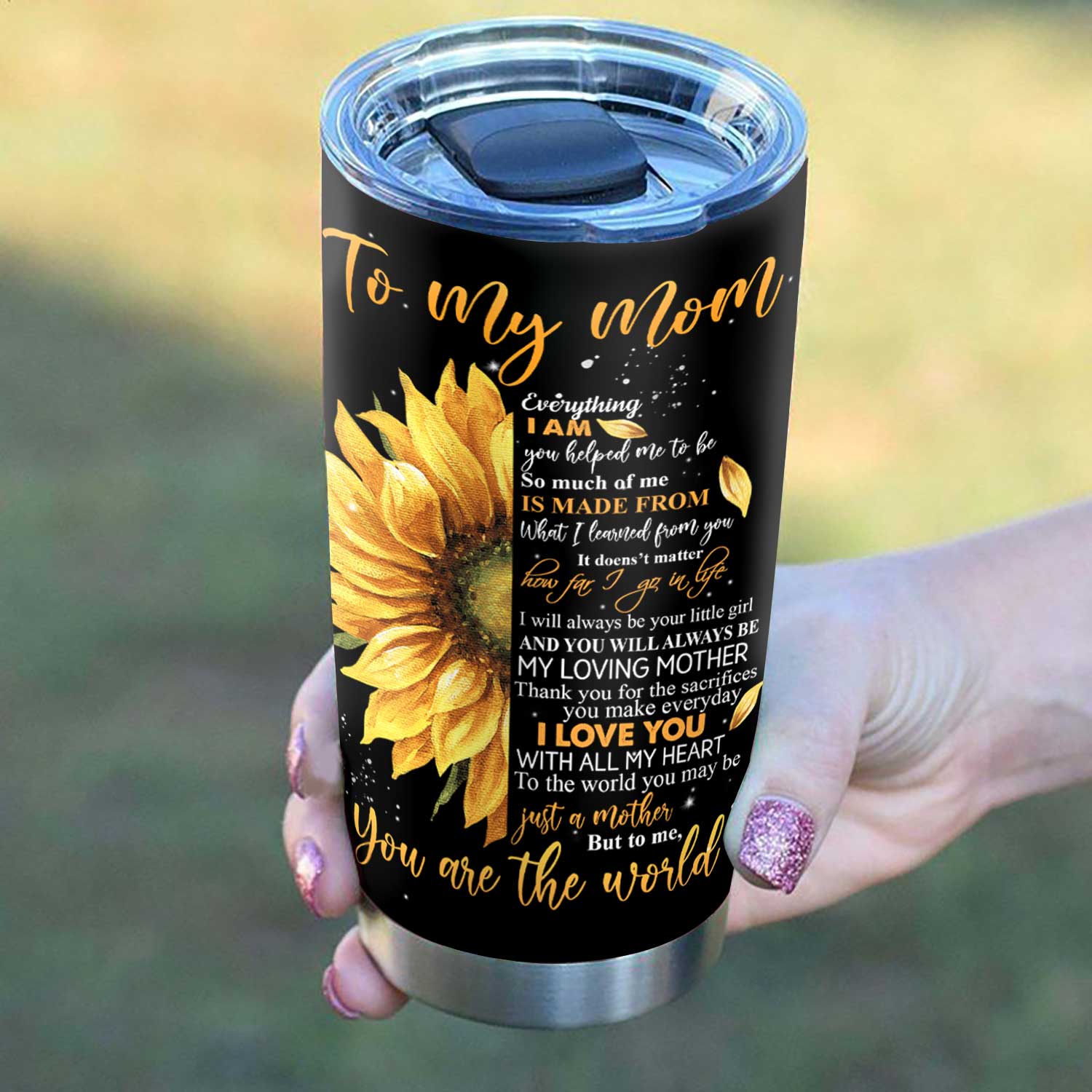 mother turtle with sunflower personalized stainless steel tumbler 4983