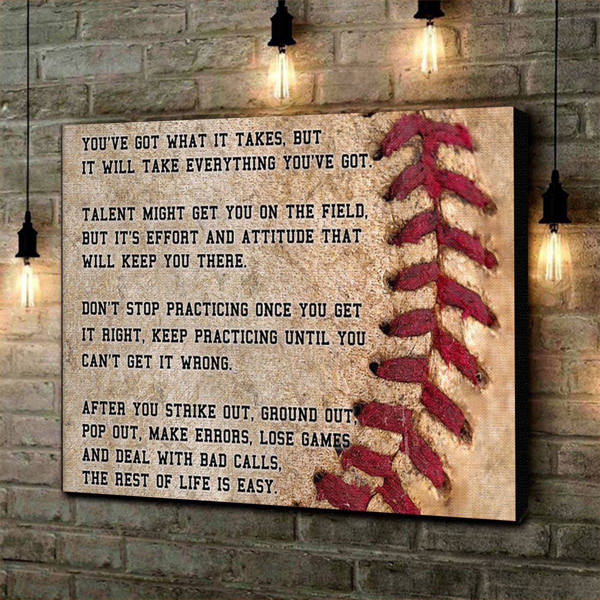 motivational baseball sport gifts canvas print wall art decor 5571