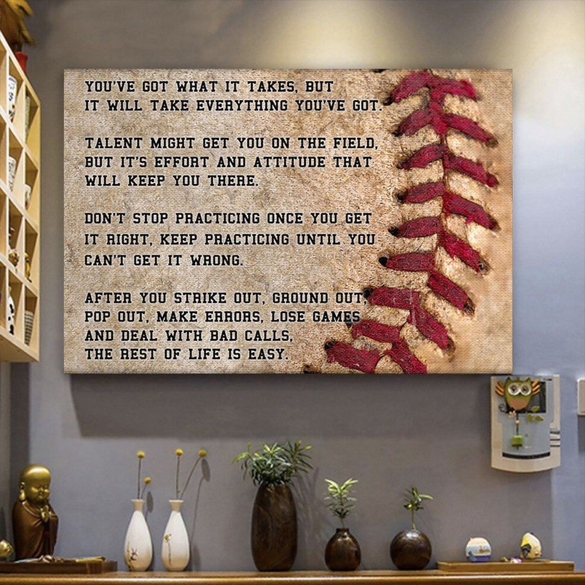 motivational baseball sport gifts canvas print wall art decor 6978