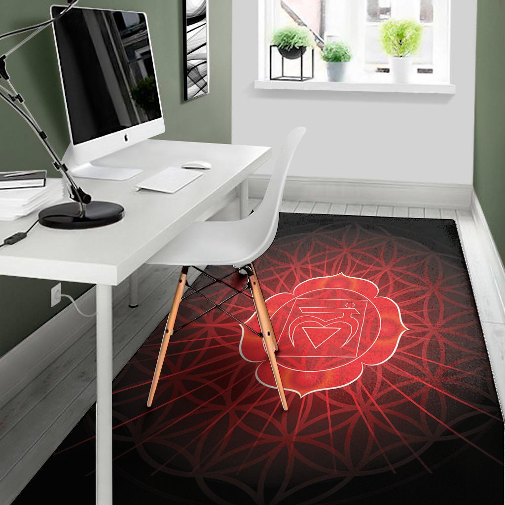 muladhara chakra spiritual print area rug floor decor 4500