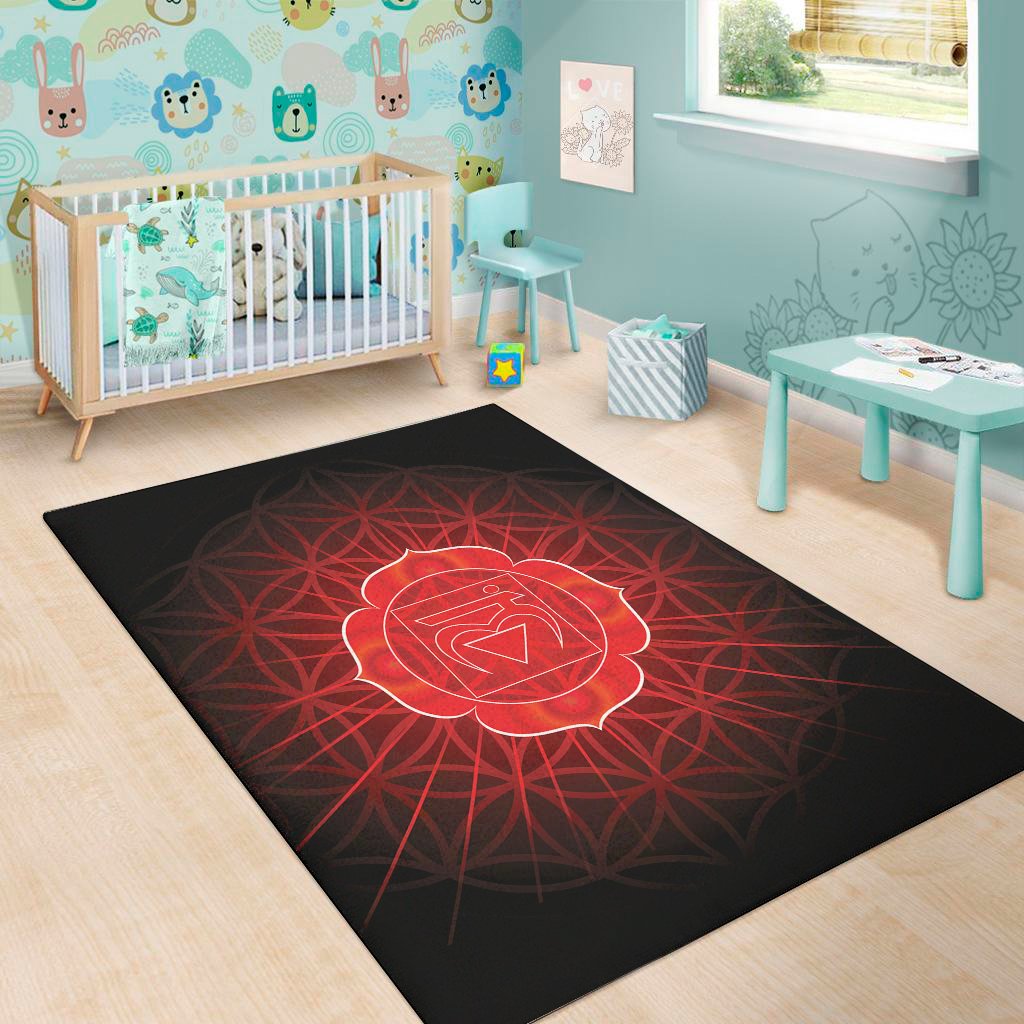 muladhara chakra spiritual print area rug floor decor 5224