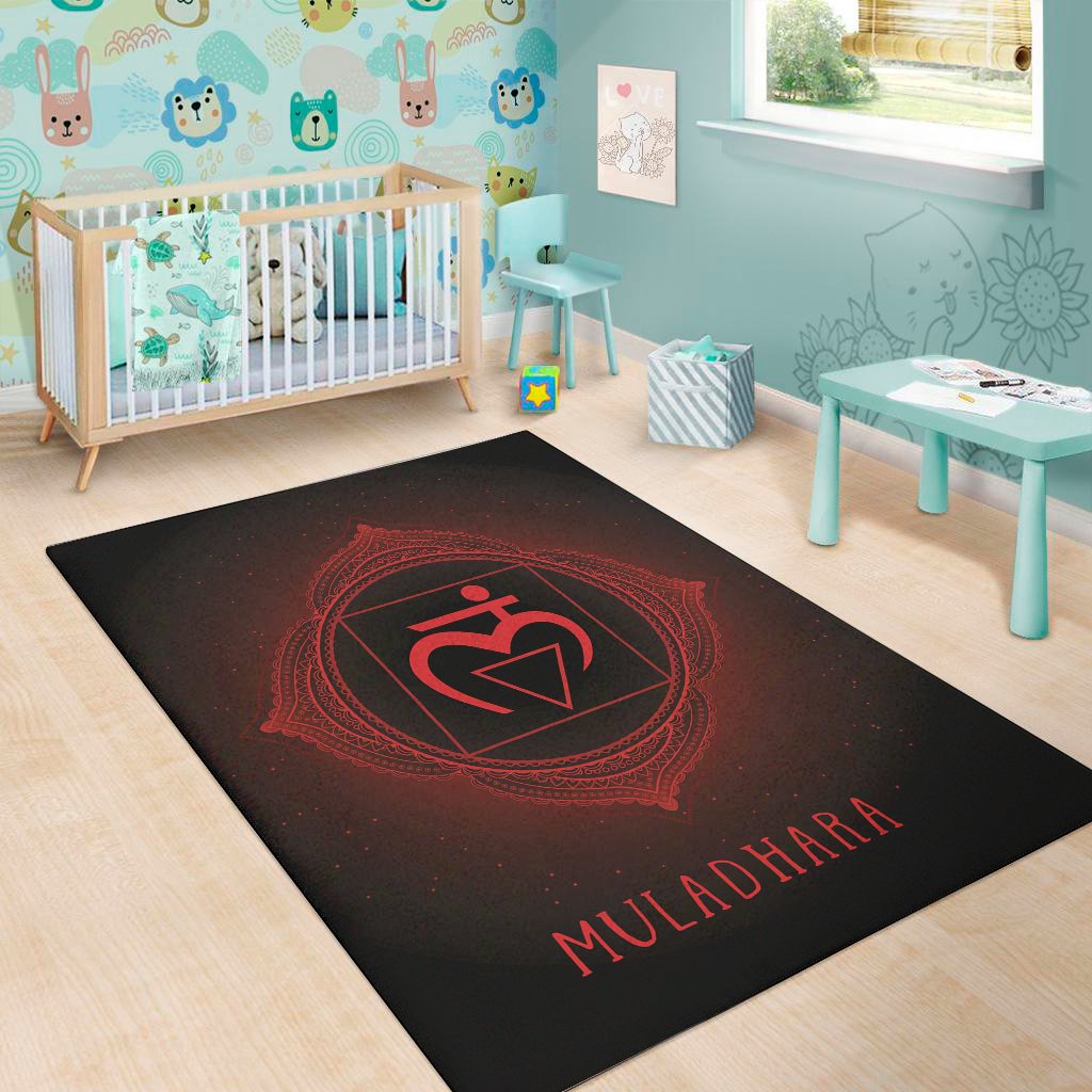 muladhara chakra symbol print area rug floor decor 3287