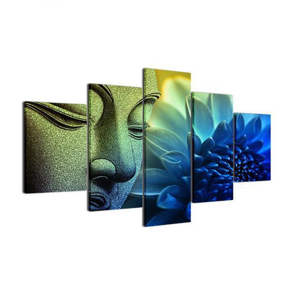 Multi-Color Buddha Lotus Buddhism - Abstract Religion 5 Panel Canvas Art Wall Decor multi color buddha lotus buddhism abstract religion 5 panel canvas art wall decor 2883