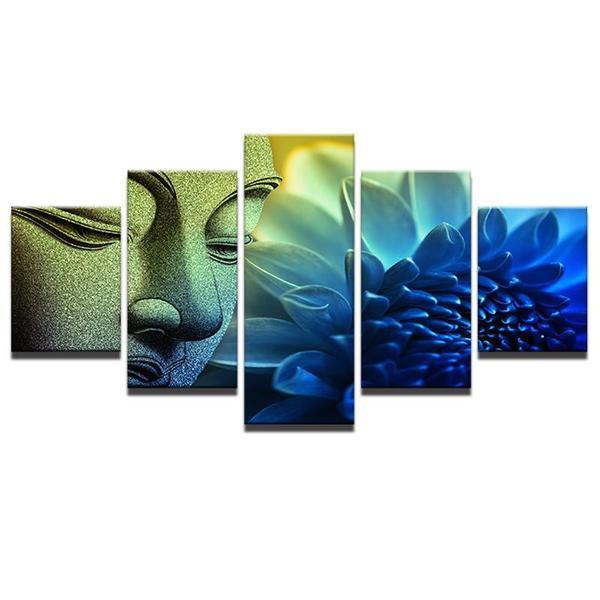 Multi-Color Buddha Lotus Buddhism - Abstract Religion 5 Panel Canvas Art Wall Decor multi color buddha lotus buddhism abstract religion 5 panel canvas art wall decor 8073