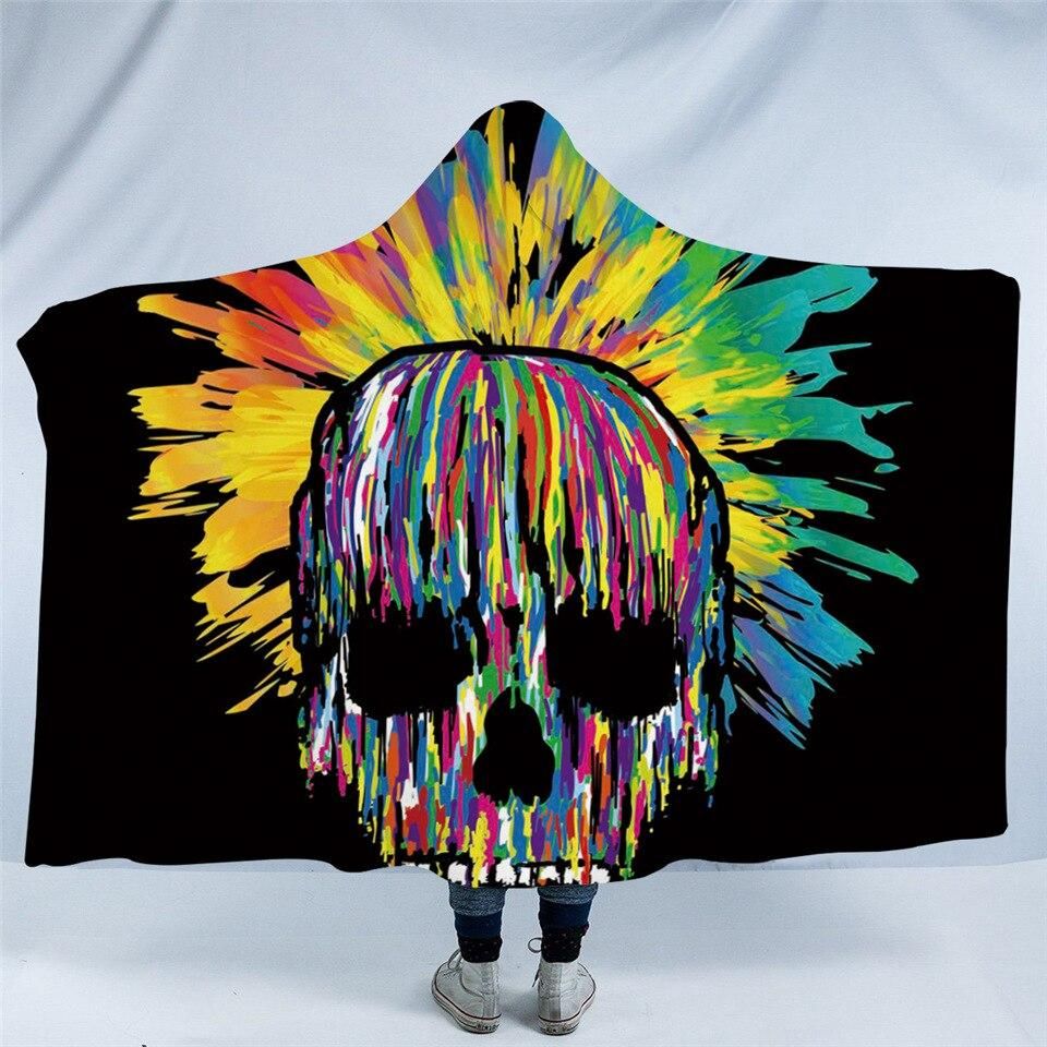 multicolor skull hooded blanket cloak blanket 5129