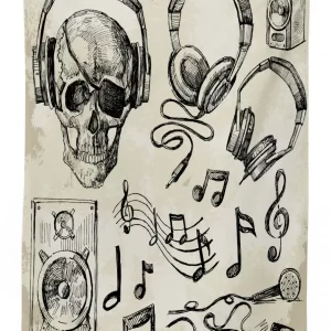 music hipster skull 3d printed tablecloth table decor 3356