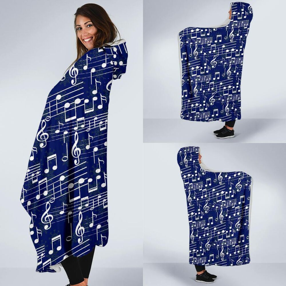 Music Note Print Pattern Hooded Blanket Cloak Blanket music note print pattern hooded blanket cloak blanket 2811