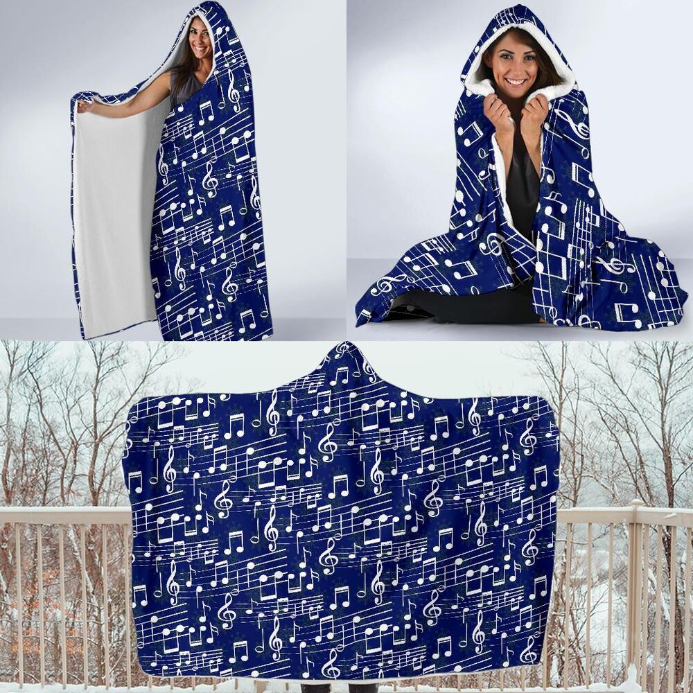 Music Note Print Pattern Hooded Blanket Cloak Blanket music note print pattern hooded blanket cloak blanket 3845