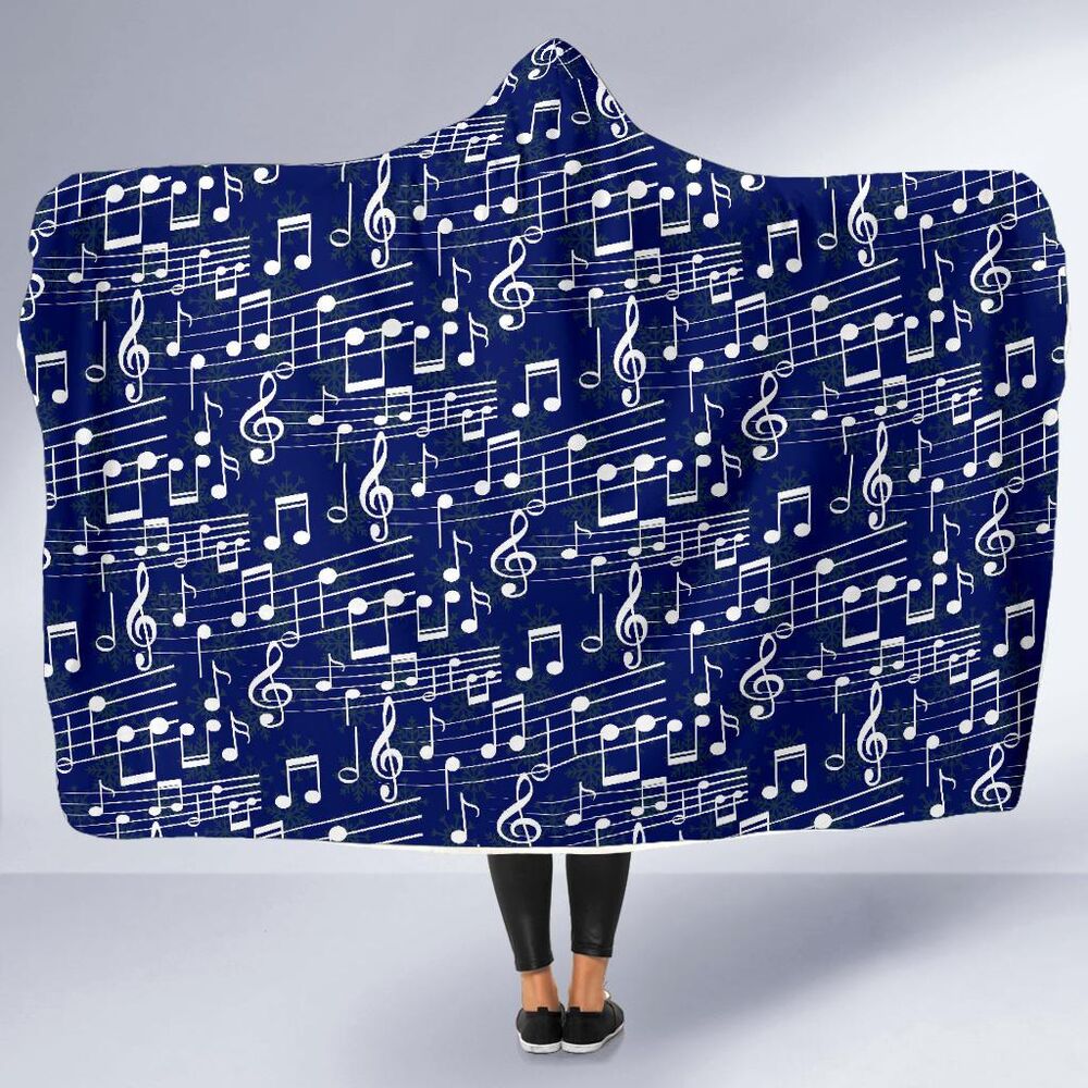 Music Note Print Pattern Hooded Blanket Cloak Blanket music note print pattern hooded blanket cloak blanket 5996