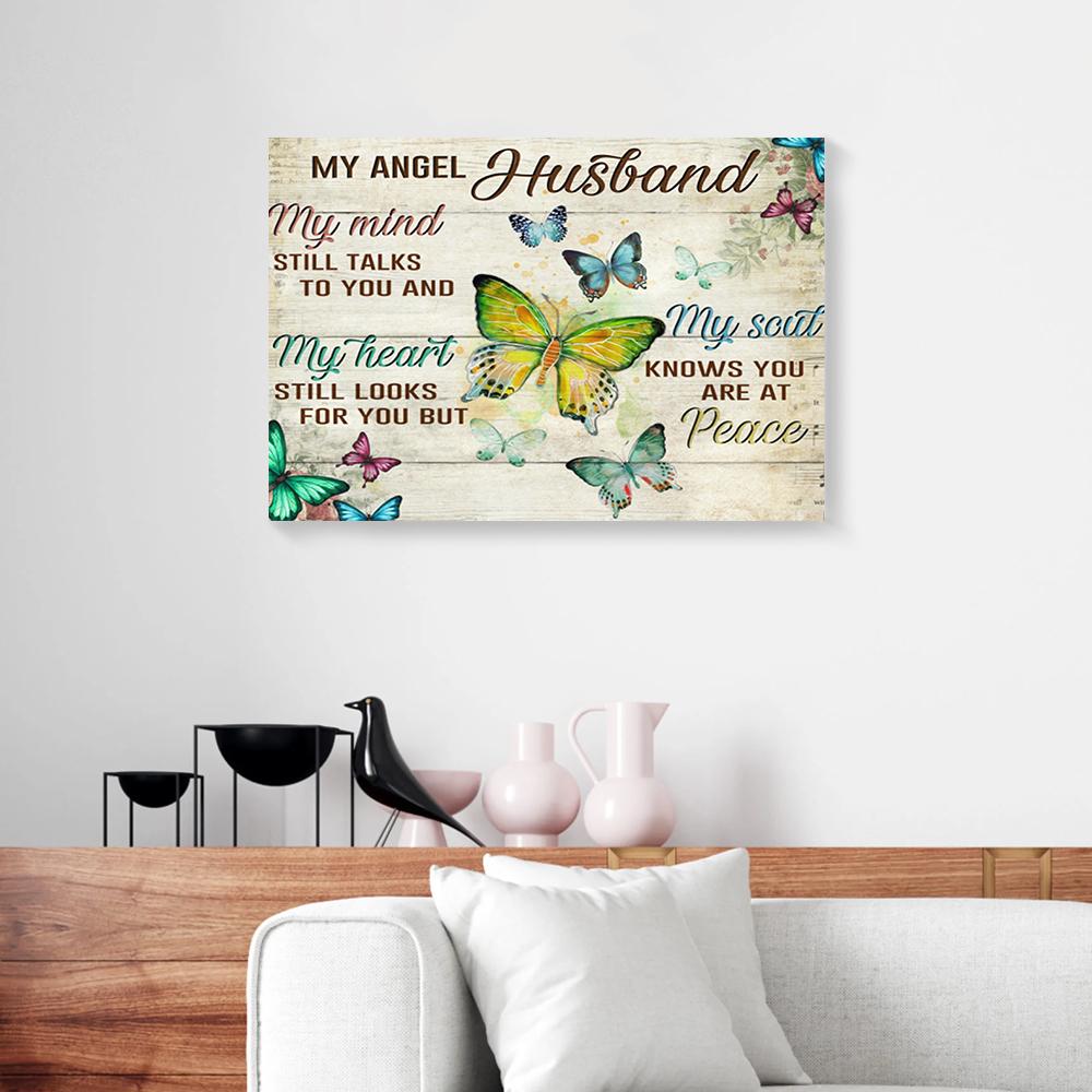 My Angel Husband Butterfly Canvas Prints - Wall Art Decor my angel husband butterfly canvas prints wall art decor 4086