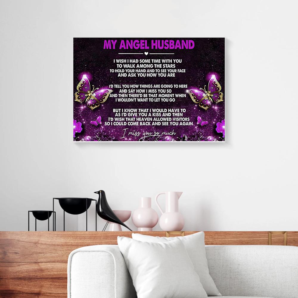 My Angel Husband Butterfly Canvas Prints - Wall Art Decor my angel husband butterfly canvas prints wall art decor 4890