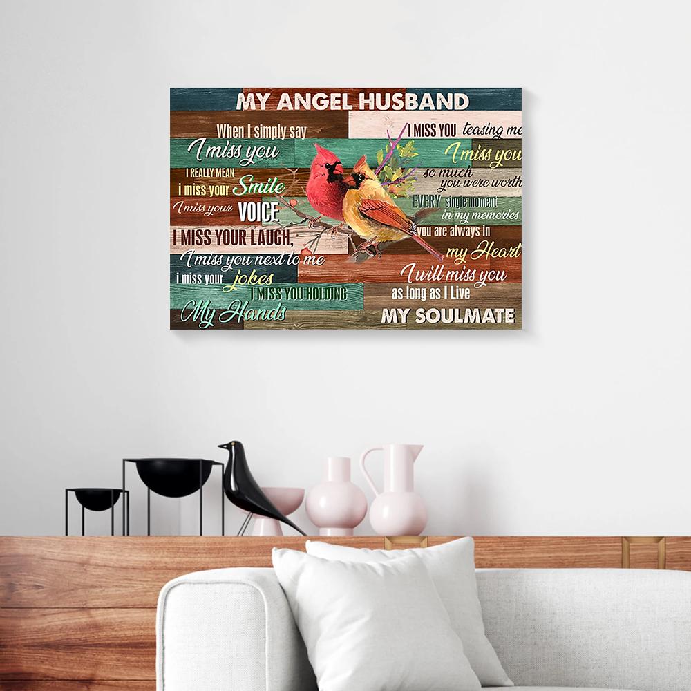 my angel husband cardinal love canvas prints wall art decor 3250