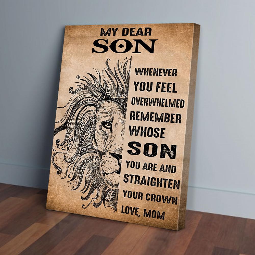 my dear son whenever you feel overwhelmed mom lion canvas prints wall art decor 4180