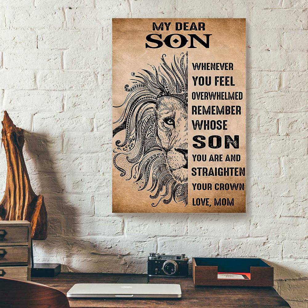 my dear son whenever you feel overwhelmed mom lion canvas prints wall art decor 8257