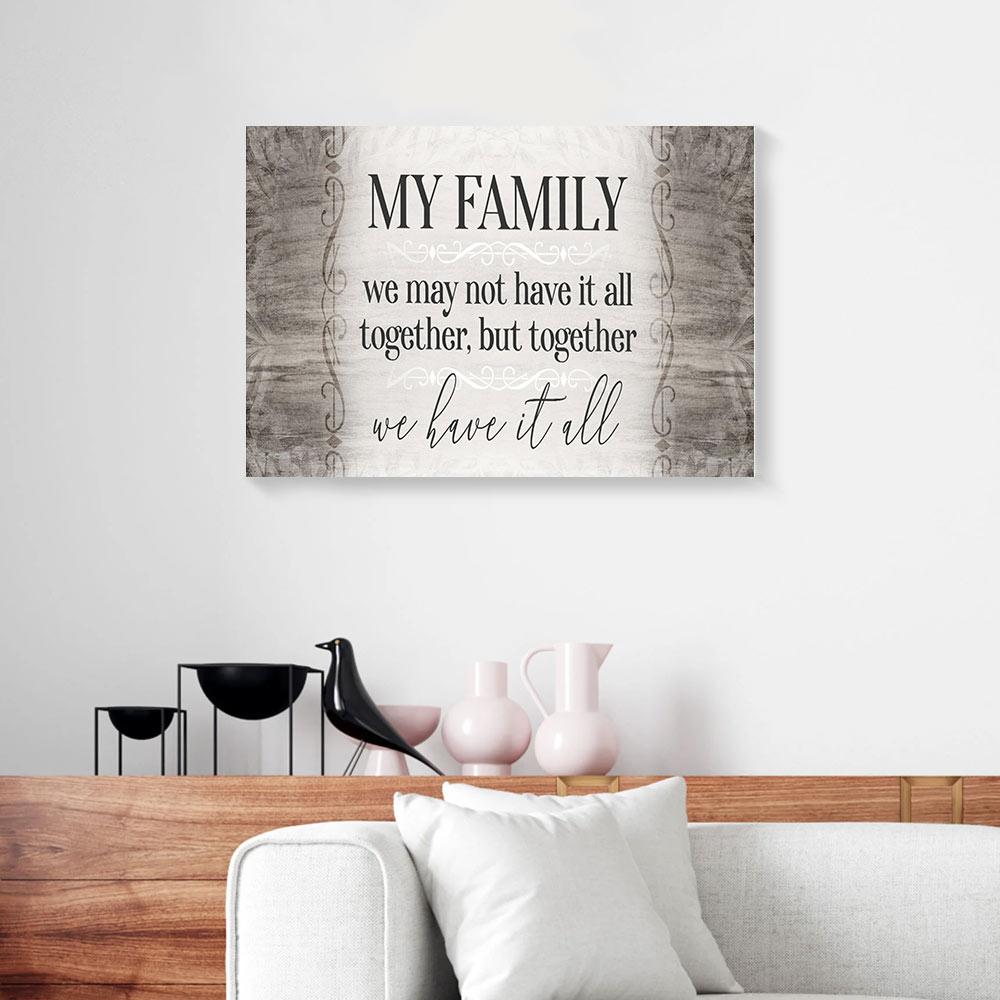 my family we may not have it all together wooden background canvas prints wall art decor 4076