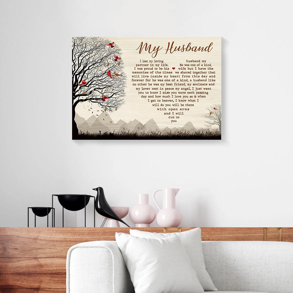 my husband heart cardinal canvas prints wall art decor 1306