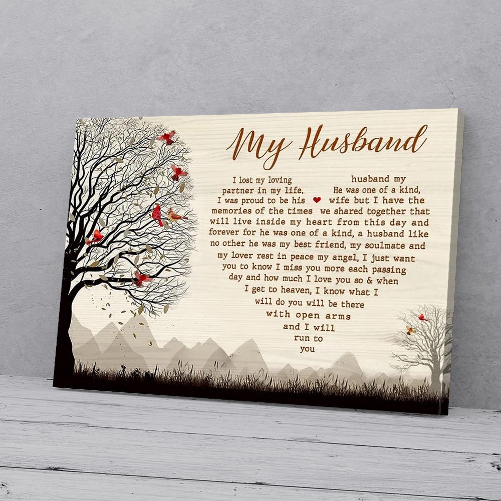 my husband heart cardinal canvas prints wall art decor 4901