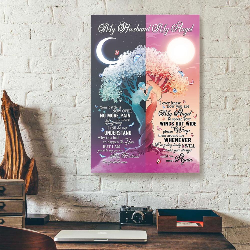 My Husband My Angel Tree Sun And Moon Love Canvas Prints - Wall Art Decor my husband my angel tree sun and moon love canvas prints wall art decor 5778