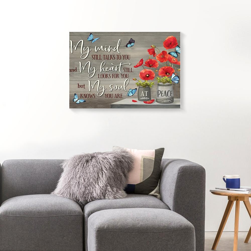my mind still talks to you poppy butterfly canvas prints wall art decor 5513