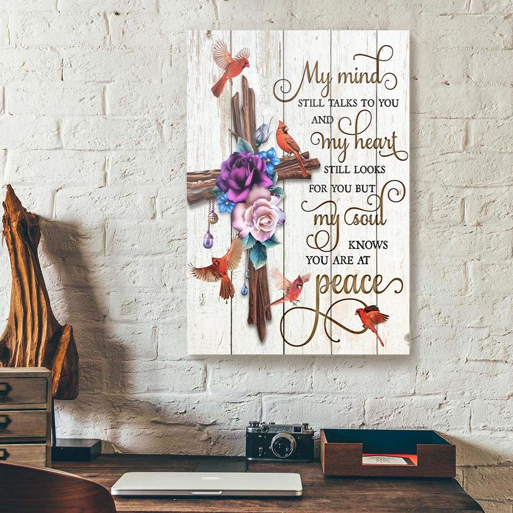 my mind talk to you my soul know youre at peace cross cardinal canvas prints wall art decor 8638