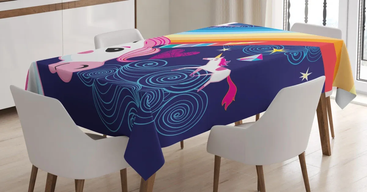 mythical animals in the sky 3d printed tablecloth table decor 5816