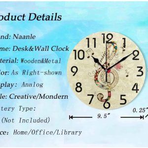 naanle chic treble clef pattern musical note print round wall clock 8217