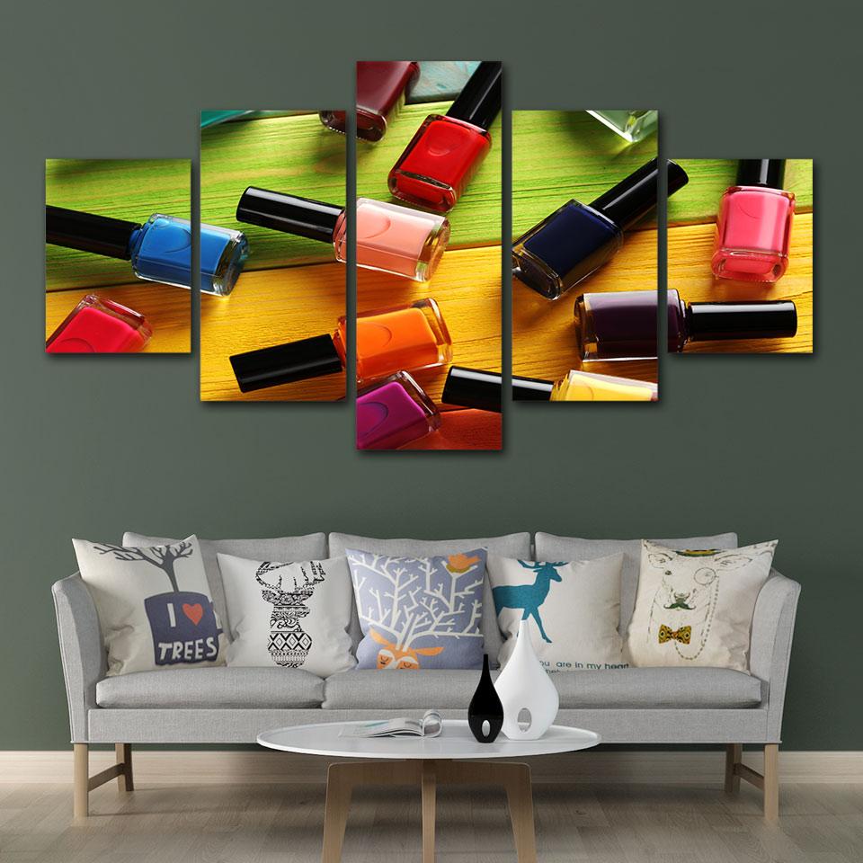 nail polish abstract 5 panel canvas art wall decor 3558