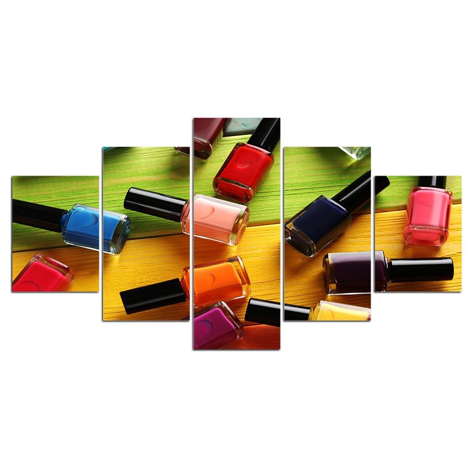 nail polish abstract 5 panel canvas art wall decor 8702
