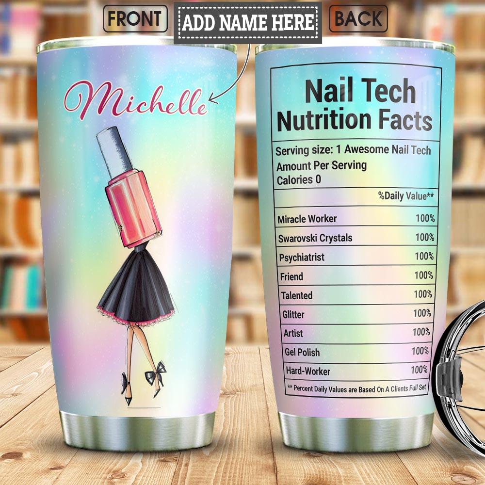 nail tech facts personalized stainless steel tumbler 7896