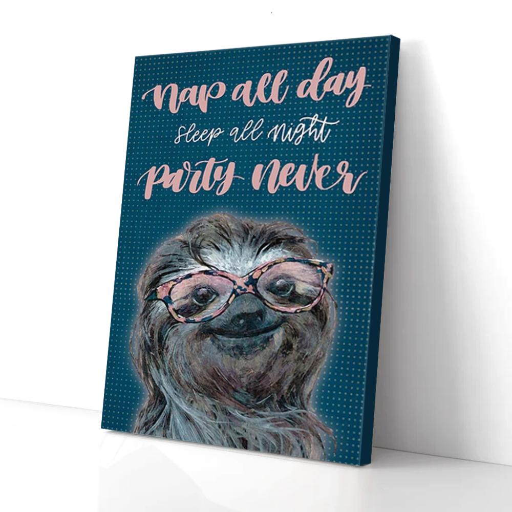Nap All Day Sleep All Night Party Never Sloth Canvas Prints - Wall Art Decor nap all day sleep all night party never sloth canvas prints wall art decor 8788