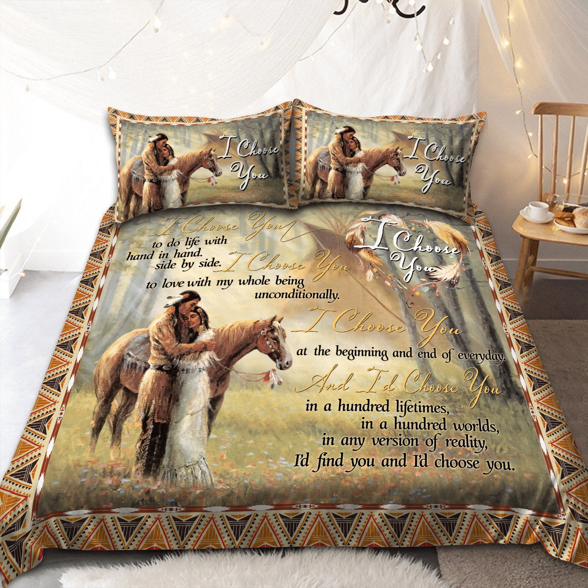 Native American Couple With Love Quotes Duvet Cover Bedding Set Bedroom Decor native american couple with love quotes duvet cover bedding set bedroom decor 3504