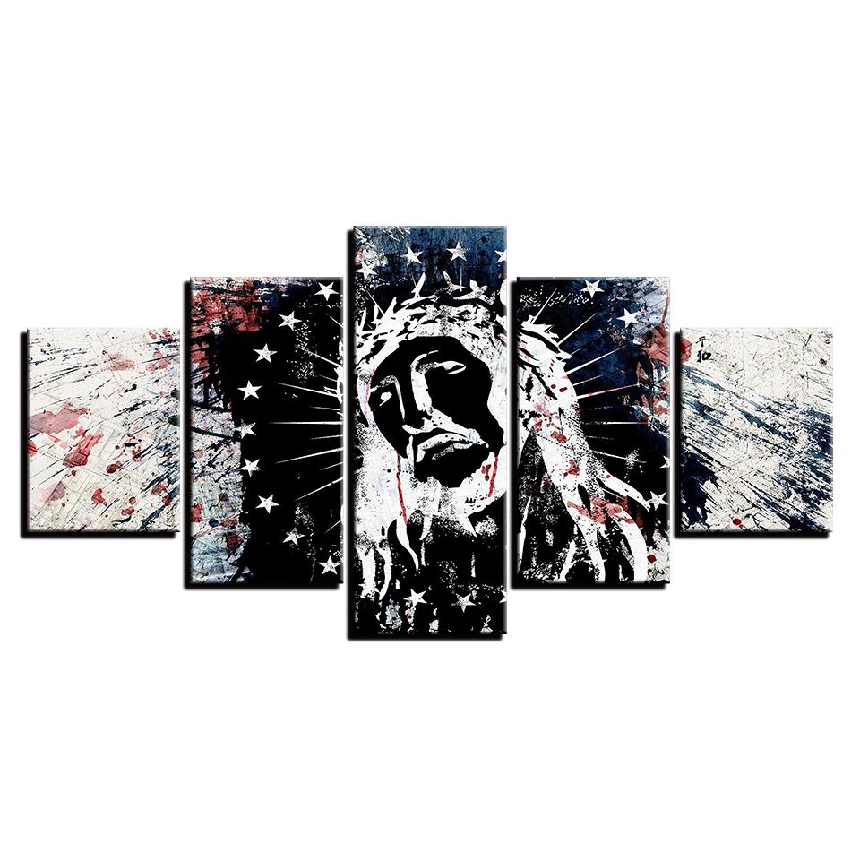 native american indian abstract 5 panel canvas art wall decor 4644