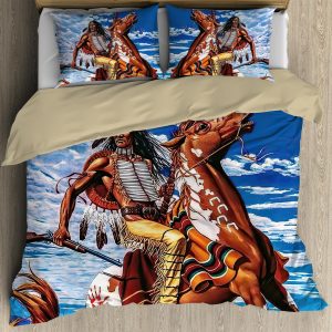 native cowboy with western horse duvet cover bedding set bedroom decor 4856