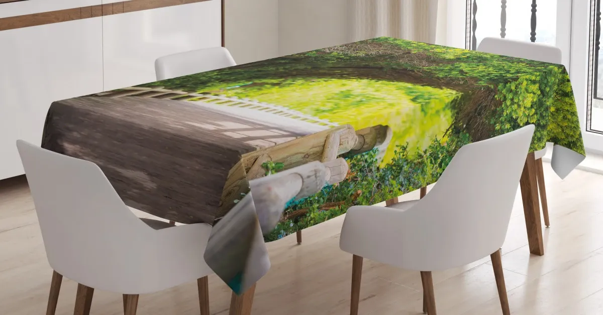 Nature Boardwalk Archway 3D Printed Tablecloth Table Decor nature boardwalk archway 3d printed tablecloth table decor 4440