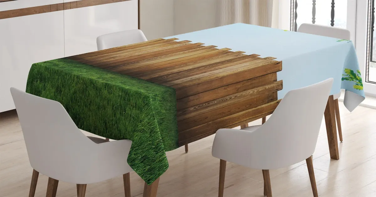nature yard field plank 3d printed tablecloth table decor 1015
