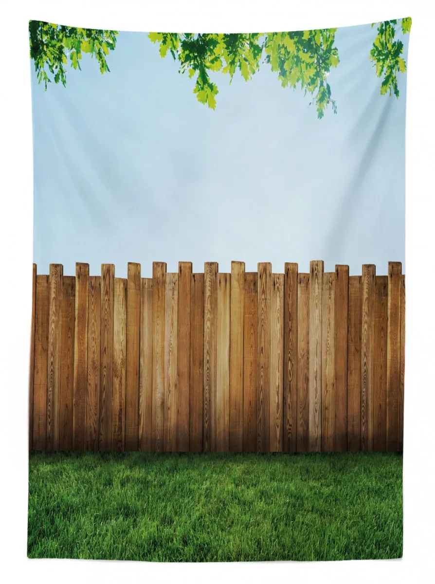 nature yard field plank 3d printed tablecloth table decor 7754