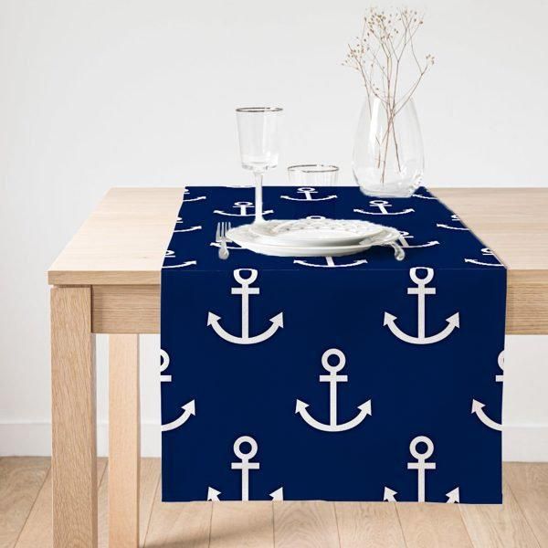 nautical anchor on stripe nice background printed table runner 8260